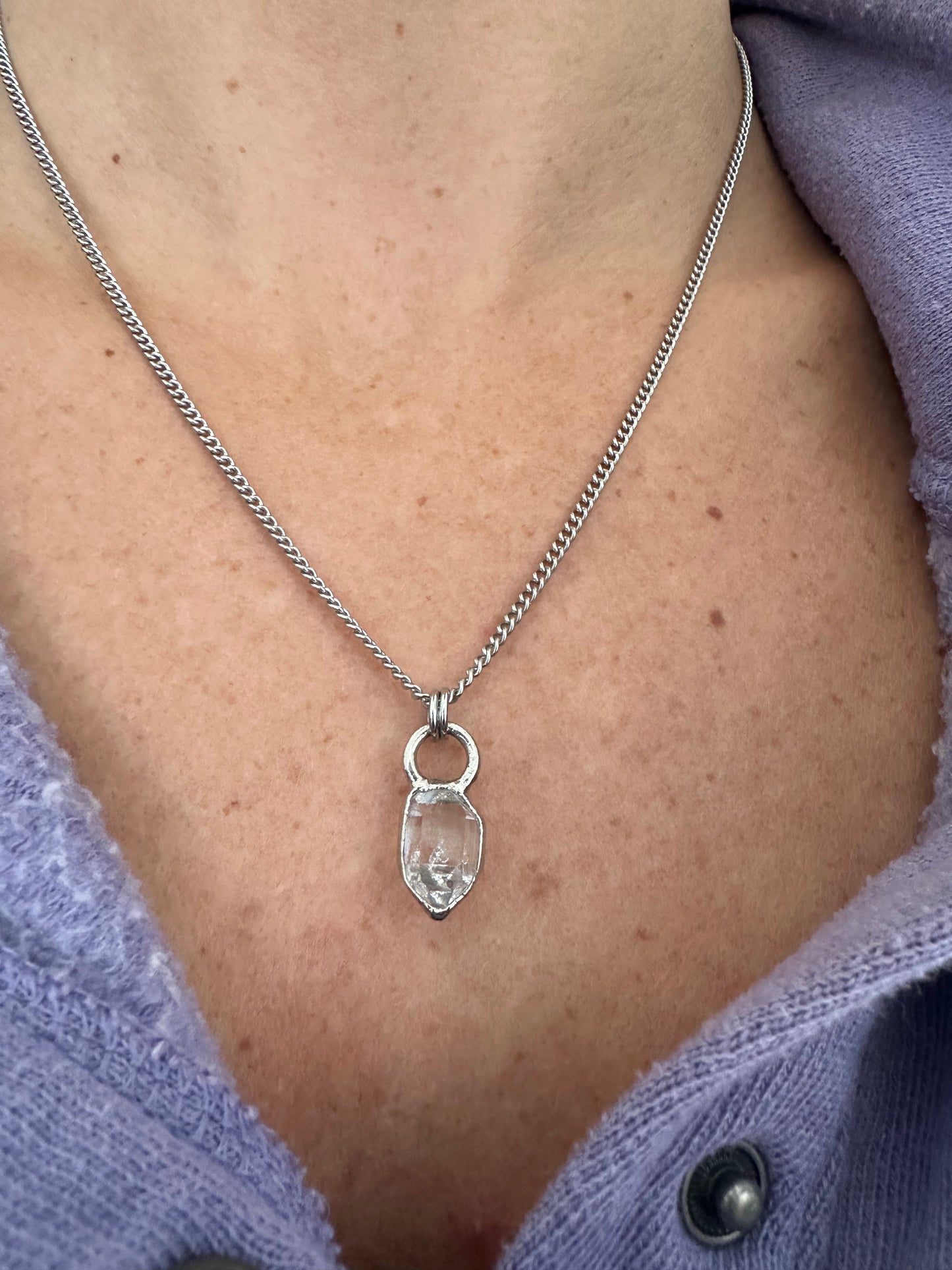 Palladium Coated Herkimer Diamond Necklace