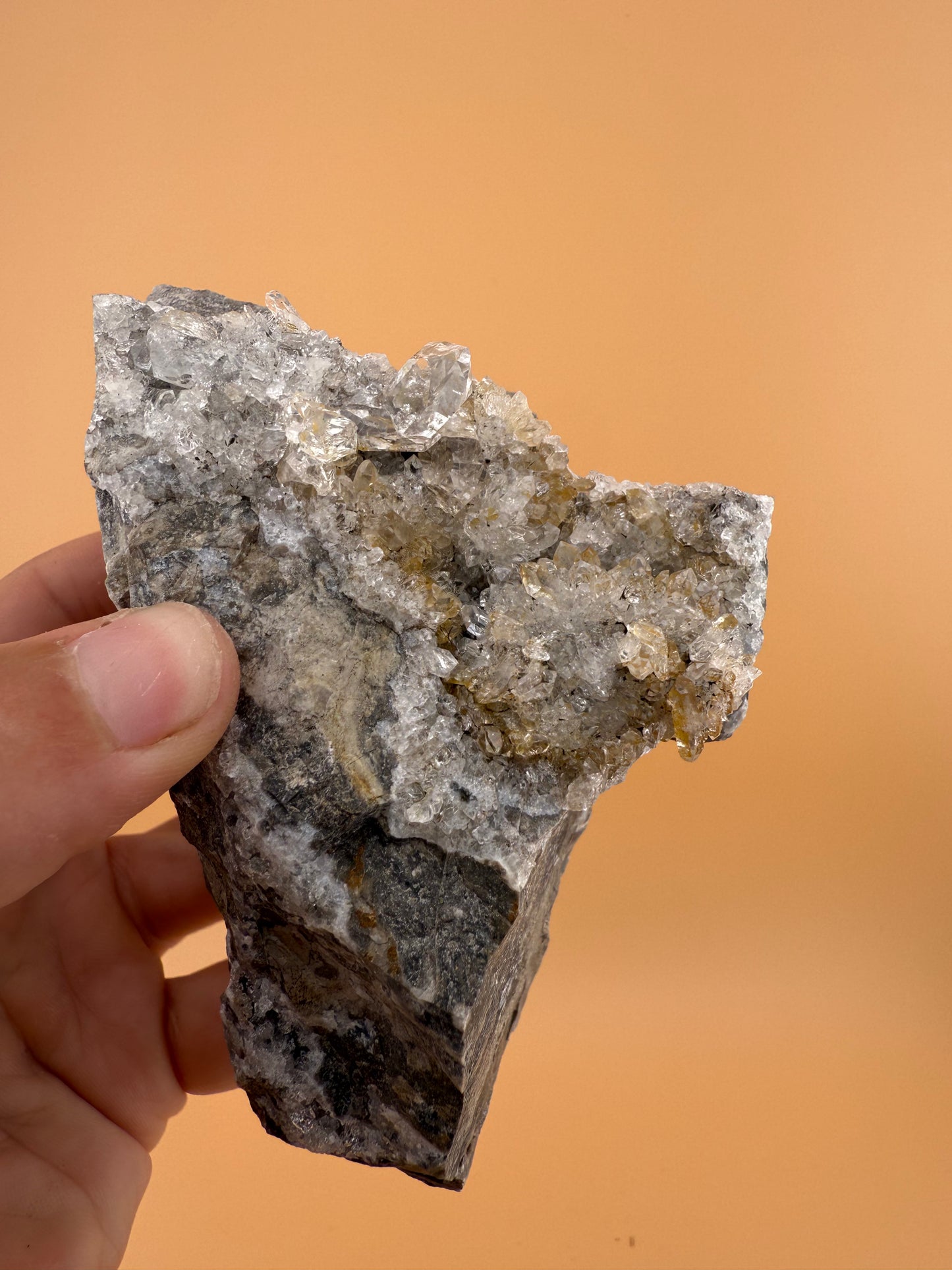 Beautiful Herkimer Diamond Druzy Specimen w/ In Matrix "Percher" Crystal