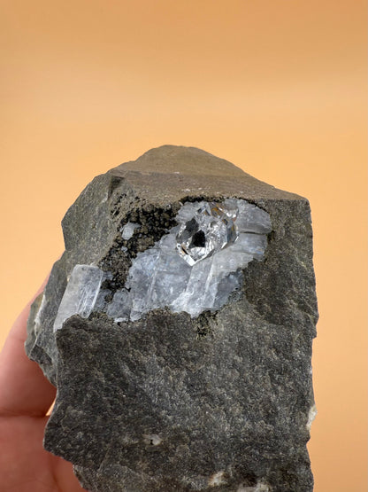 In Matrix Water Clear Herkimer Diamond in Calcite
